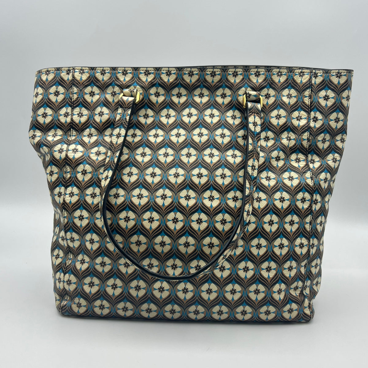 Miu Miu Blue Madras Print Cammello Tote