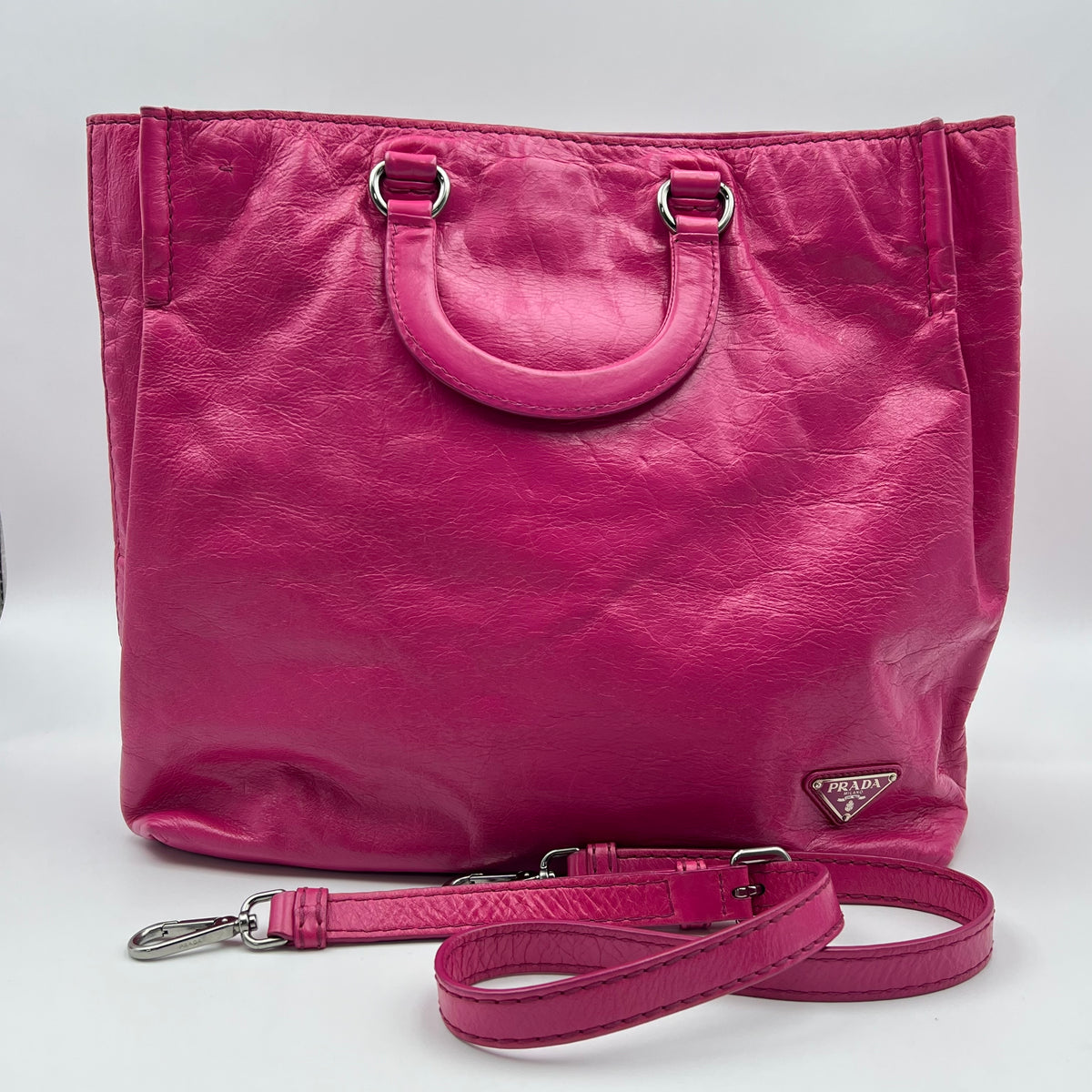 Prada Vitello Shine Leather Top Handle Bag