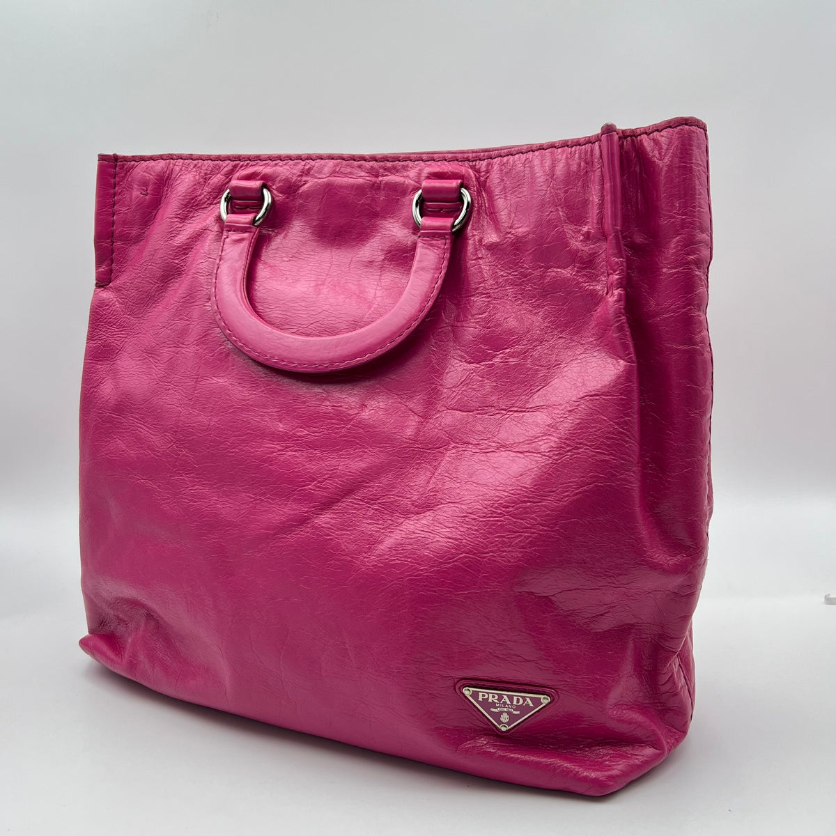 Prada Vitello Shine Leather Top Handle Bag — view 3 of 9 Vitello Shine Leather Top Handle Bag, view 3 of 9