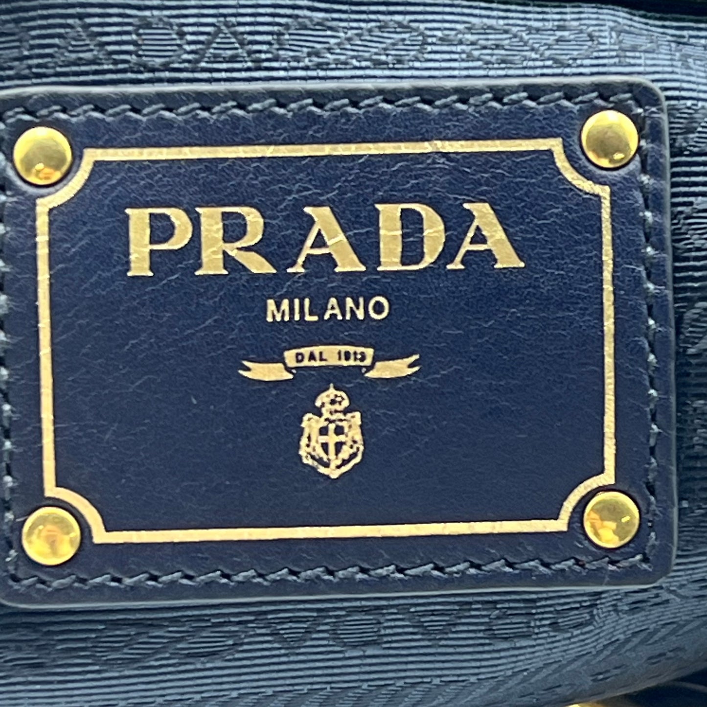 Prada Blue Vitello Shine Shoulder Bag Dark blue