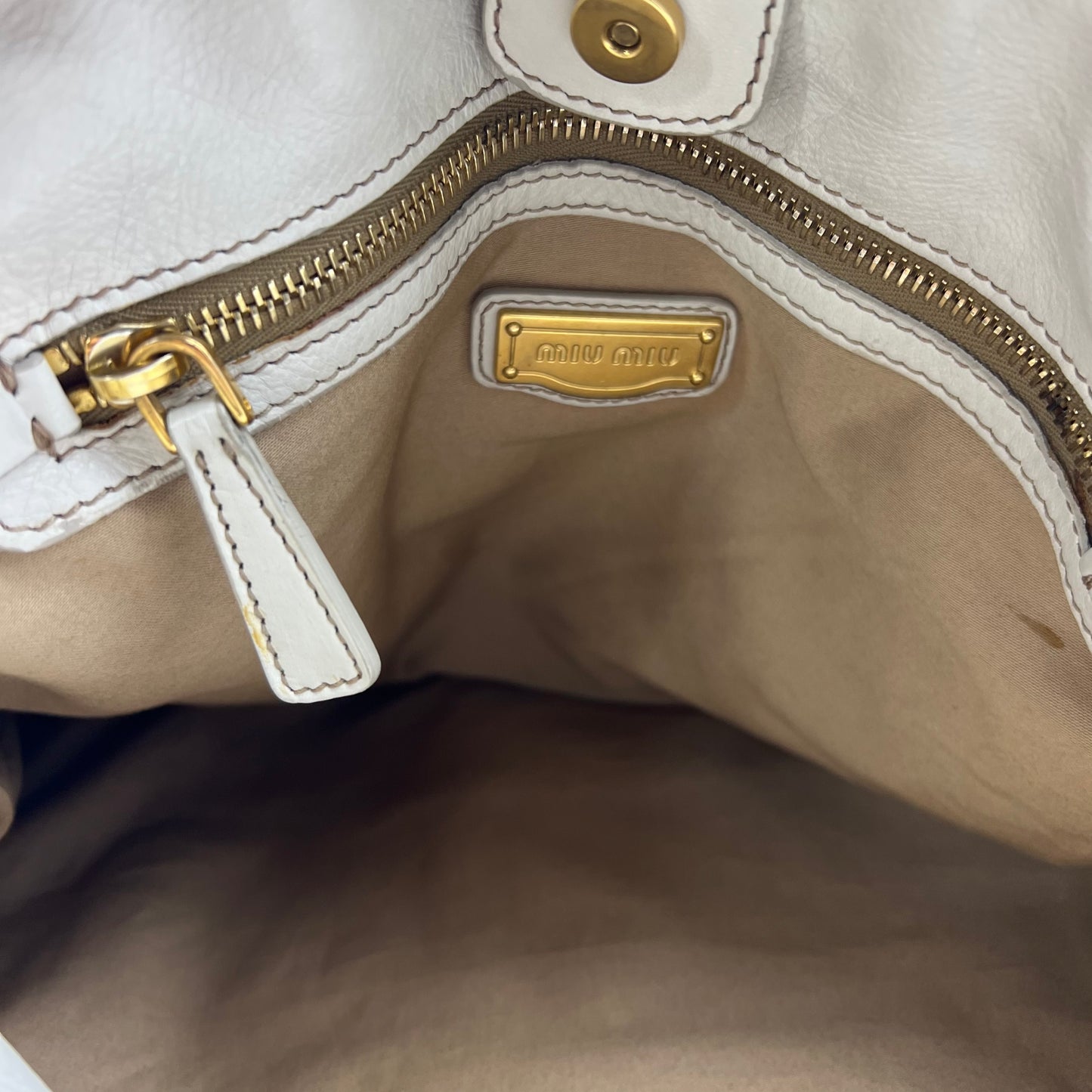 Ivory Leather Large East/West Tote Bag