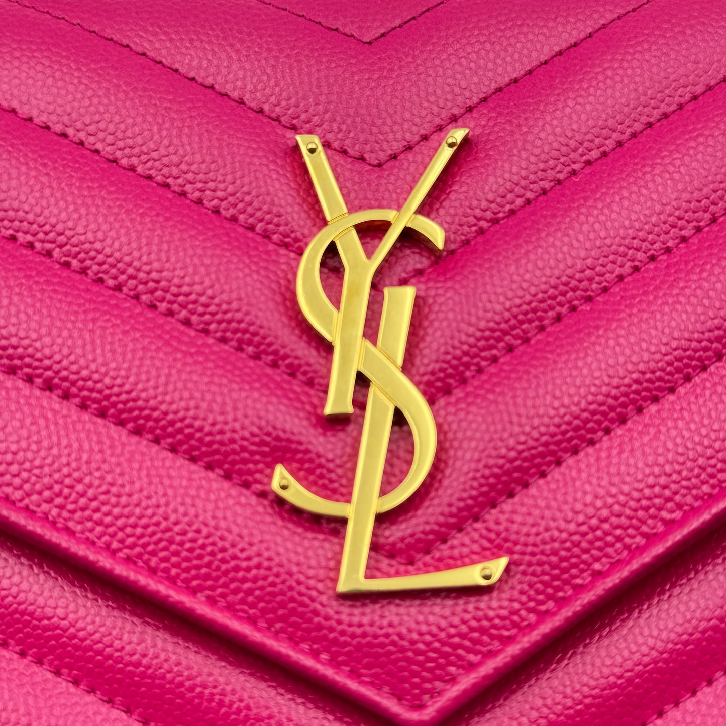 Classic Cassandre Leather Chain Wallet Fuchsia