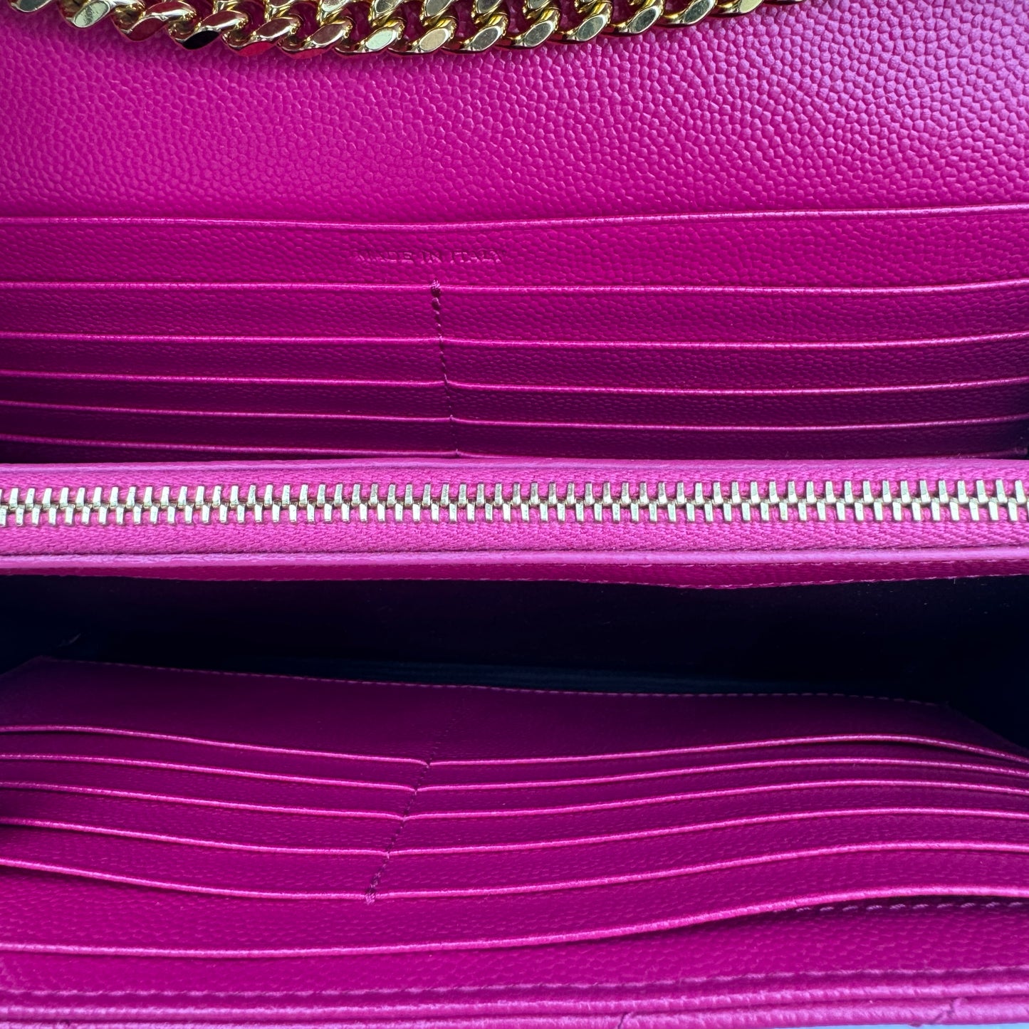 Classic Cassandre Leather Chain Wallet Fuchsia