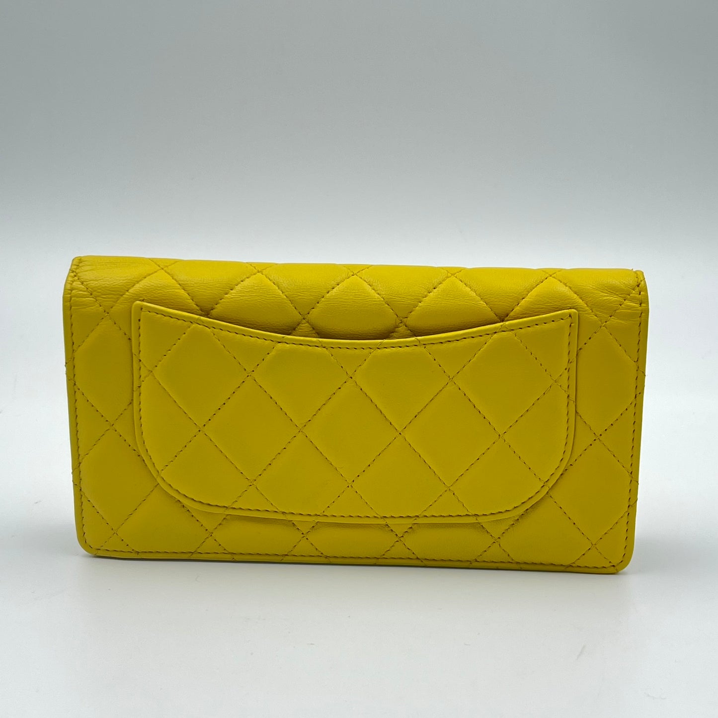 Yellow Quilted Leather CC Classic Bifold Long Wallet