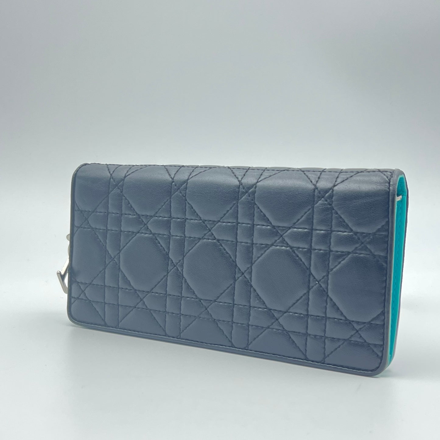 Lambskin Cannage Bi-Color Lady Dior Flap Long Wallet