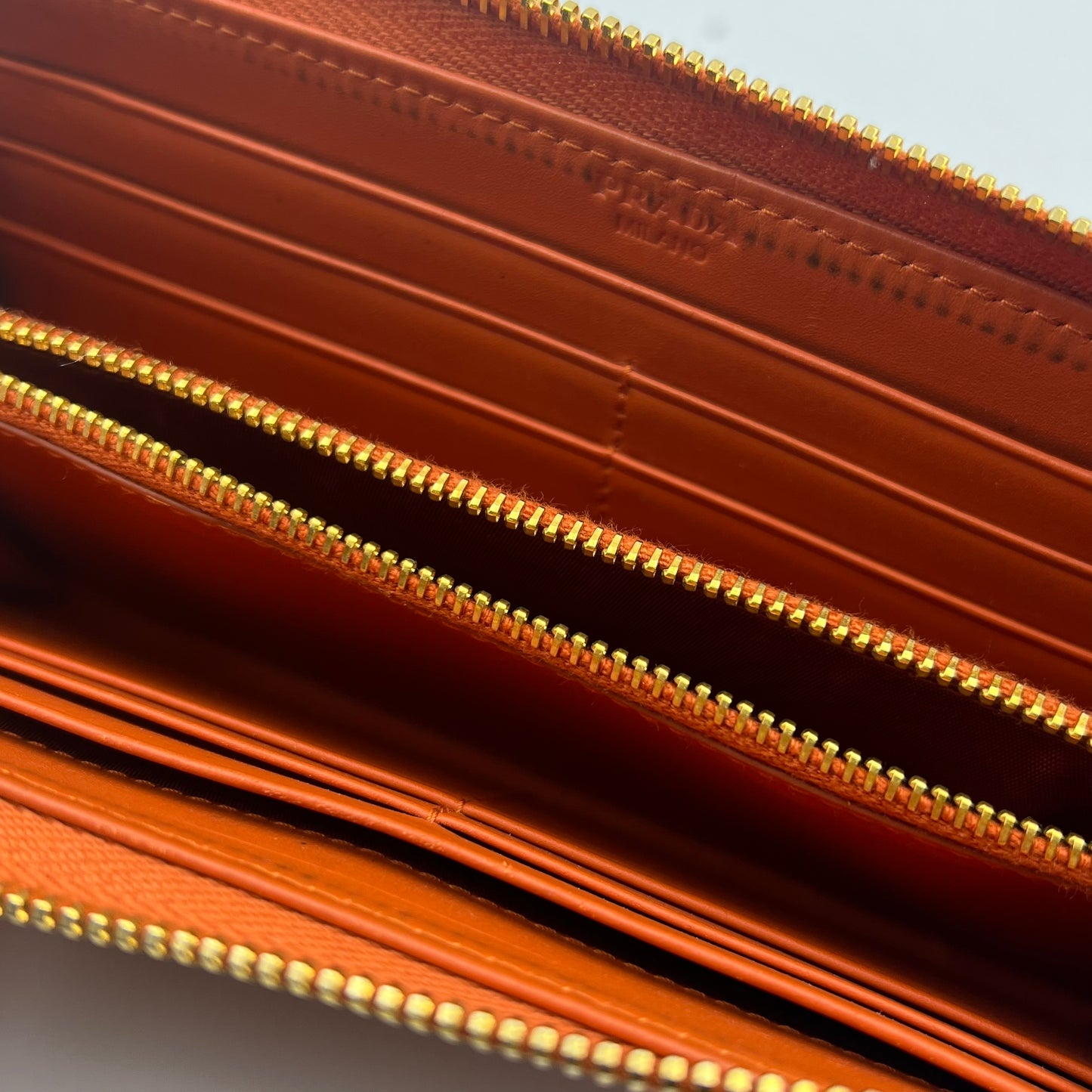 Saffiano L-Zip Zip Around Wallet Orange