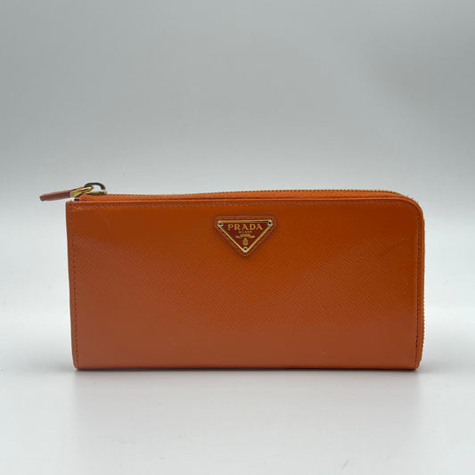 Saffiano L-Zip Zip Around Wallet Orange