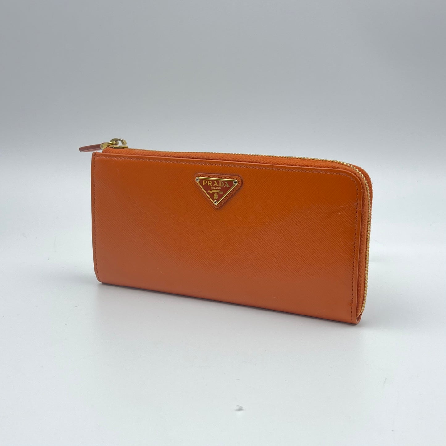 Saffiano L-Zip Zip Around Wallet Orange