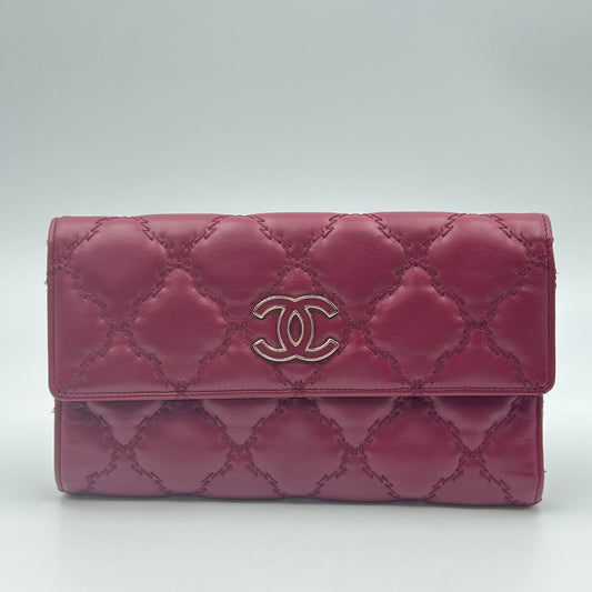 Cartera larga bi-fold Chanel Ultra Stitch Coco Mark Roja