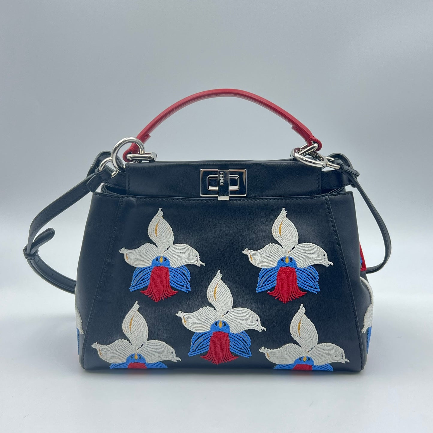 Bolsa fendi Peekaboo Bordada Preto Mini
