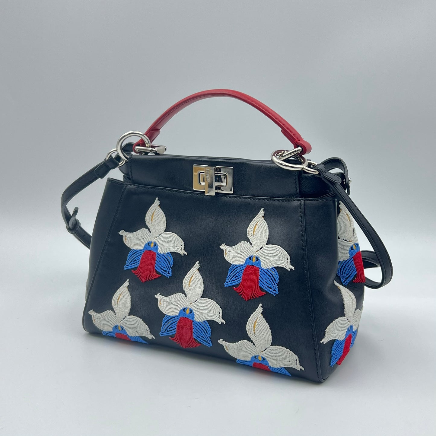 Bolsa fendi Peekaboo Bordada Preto Mini