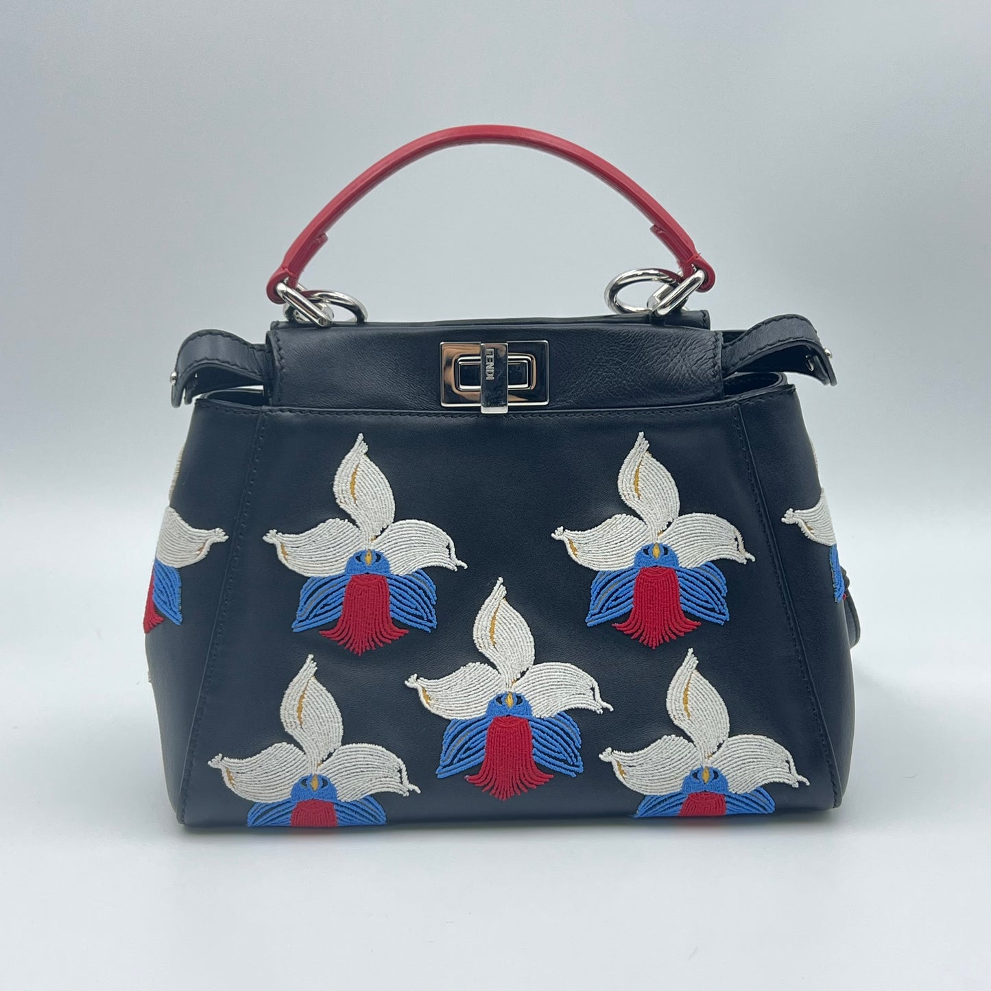 Bolsa fendi Peekaboo Bordada Preto Mini