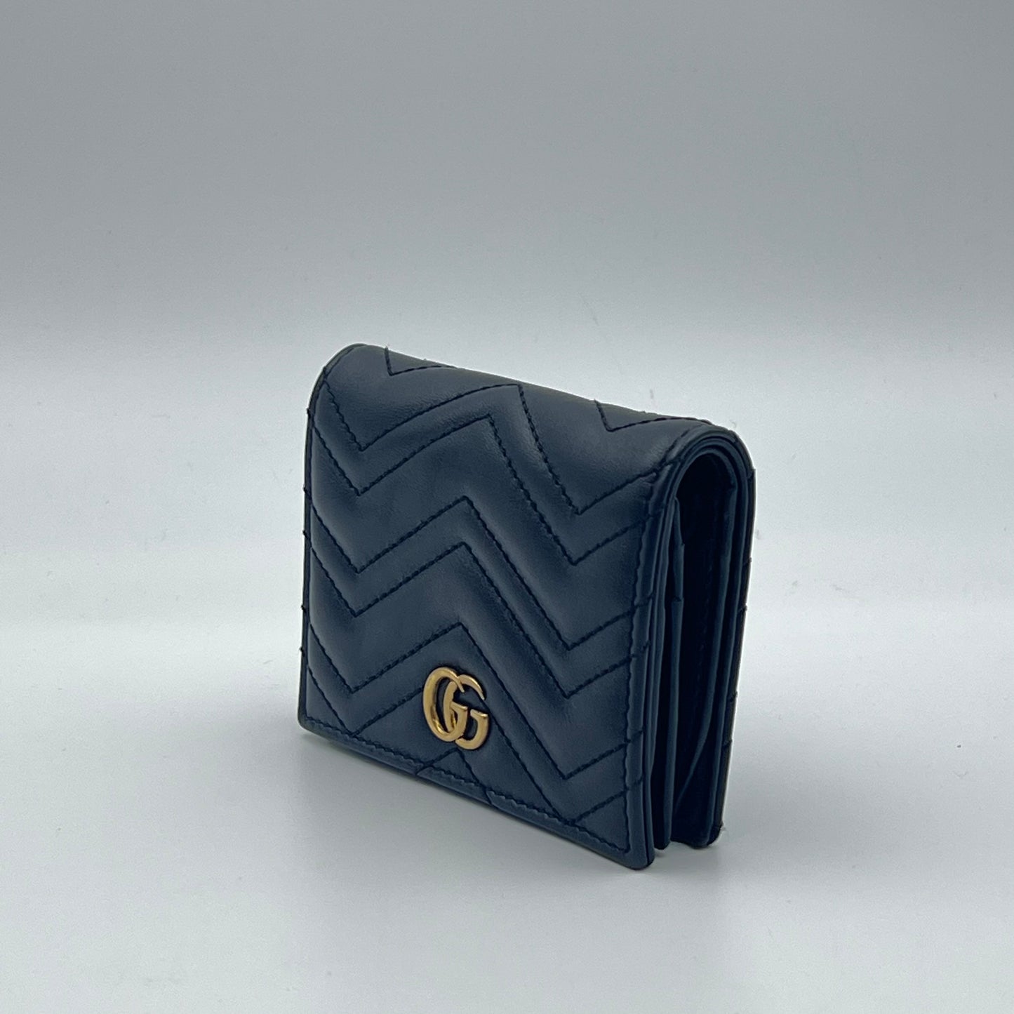 Leather Black GG Marmont Small Card Case Wallet