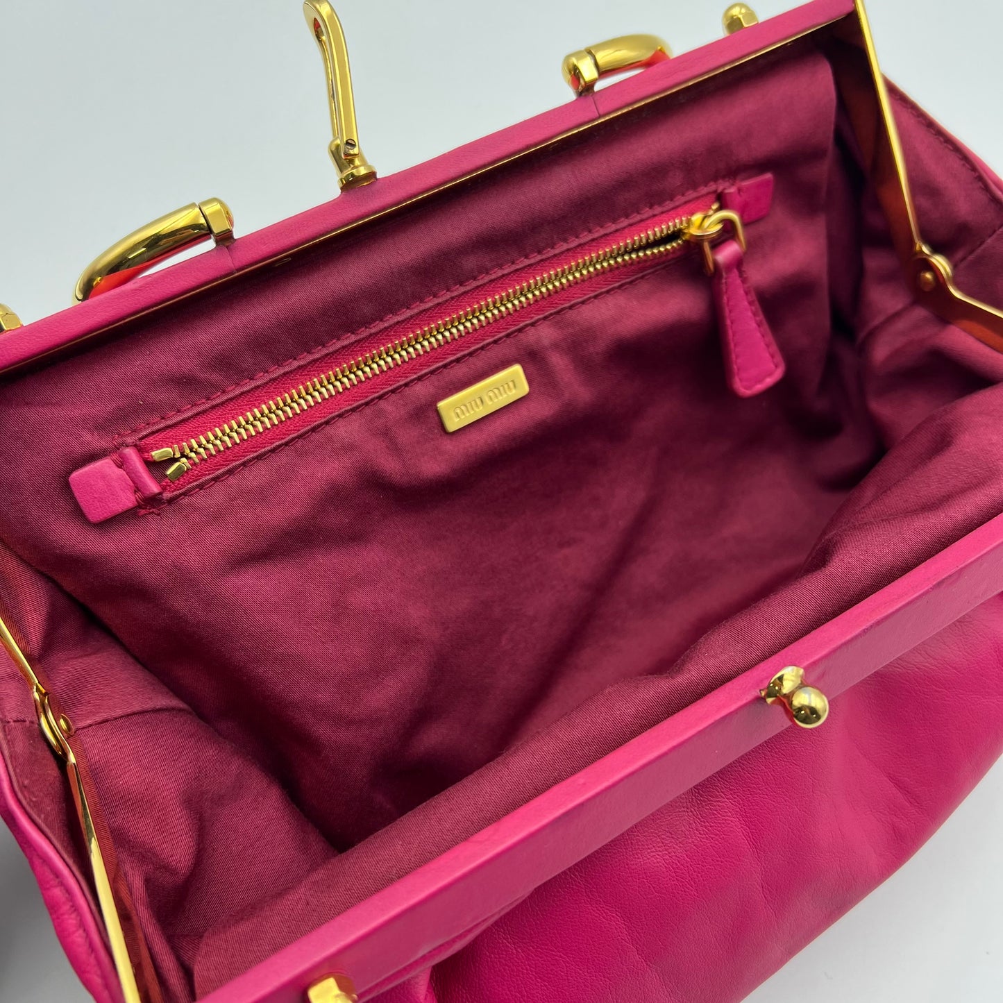 Peonia Lambskin Leather Frame Top Evening Bag