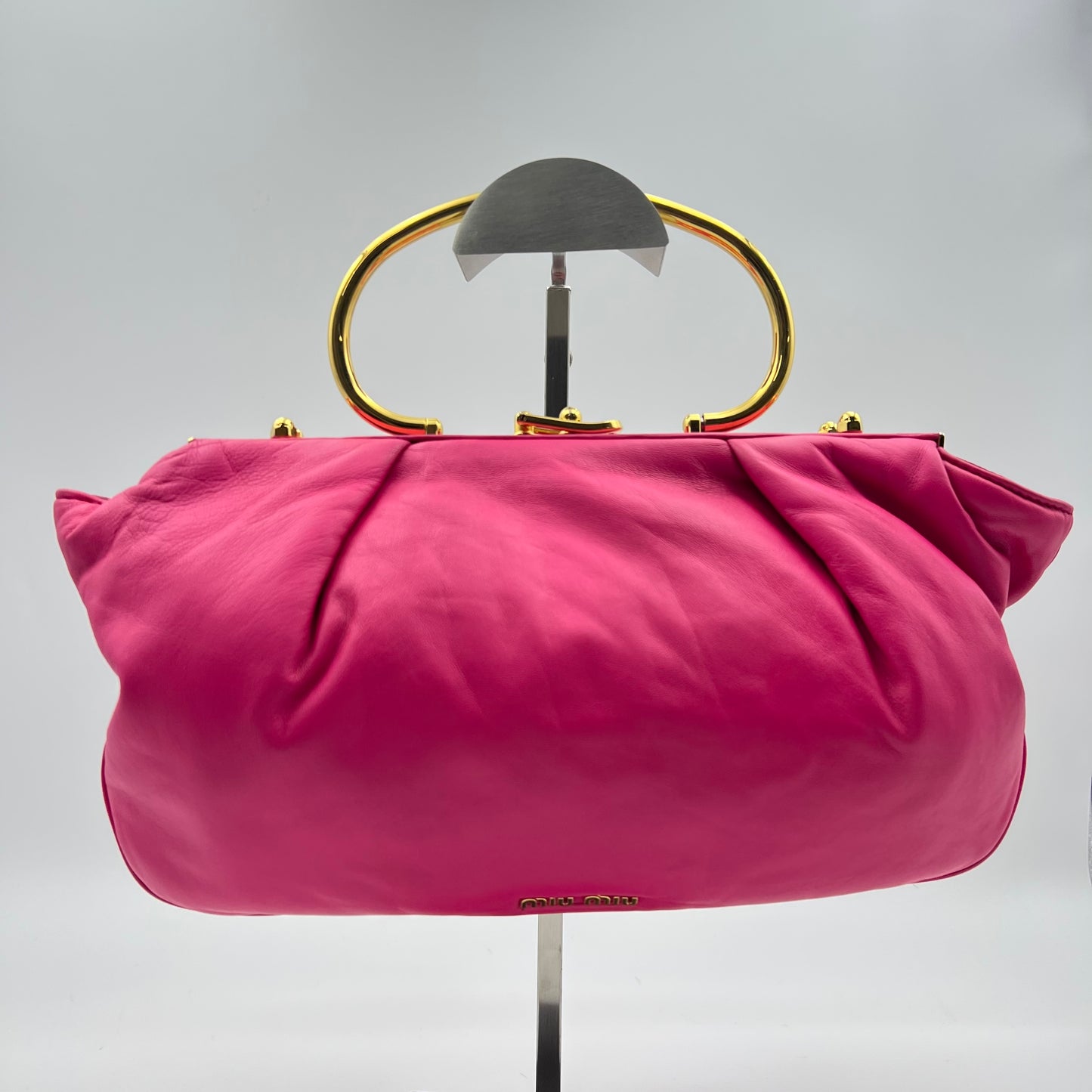 Peonia Lambskin Leather Frame Top Evening Bag