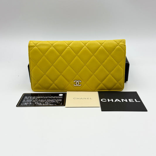 Yellow Quilted Leather CC Classic Bifold Long Wallet