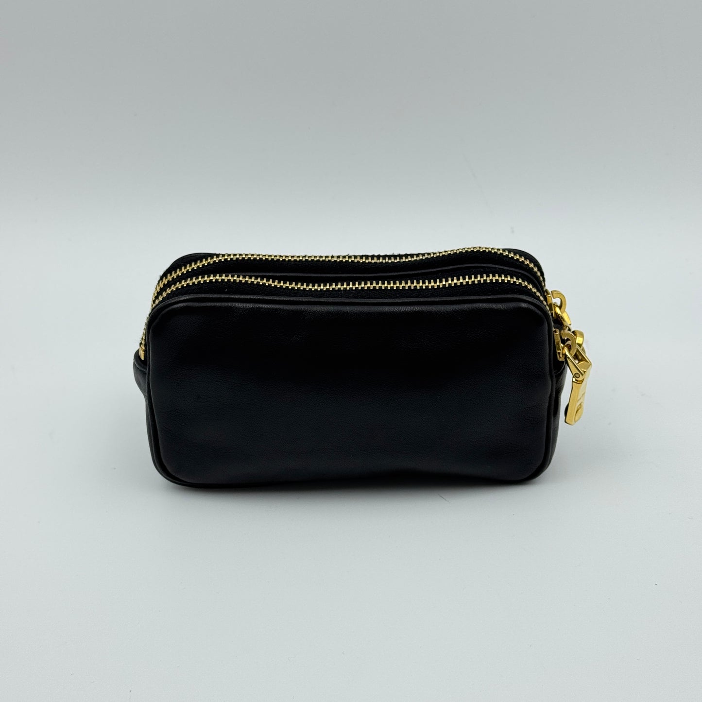 Miu Miu Black Leather Clutch Purse with Gold and Silver Studs