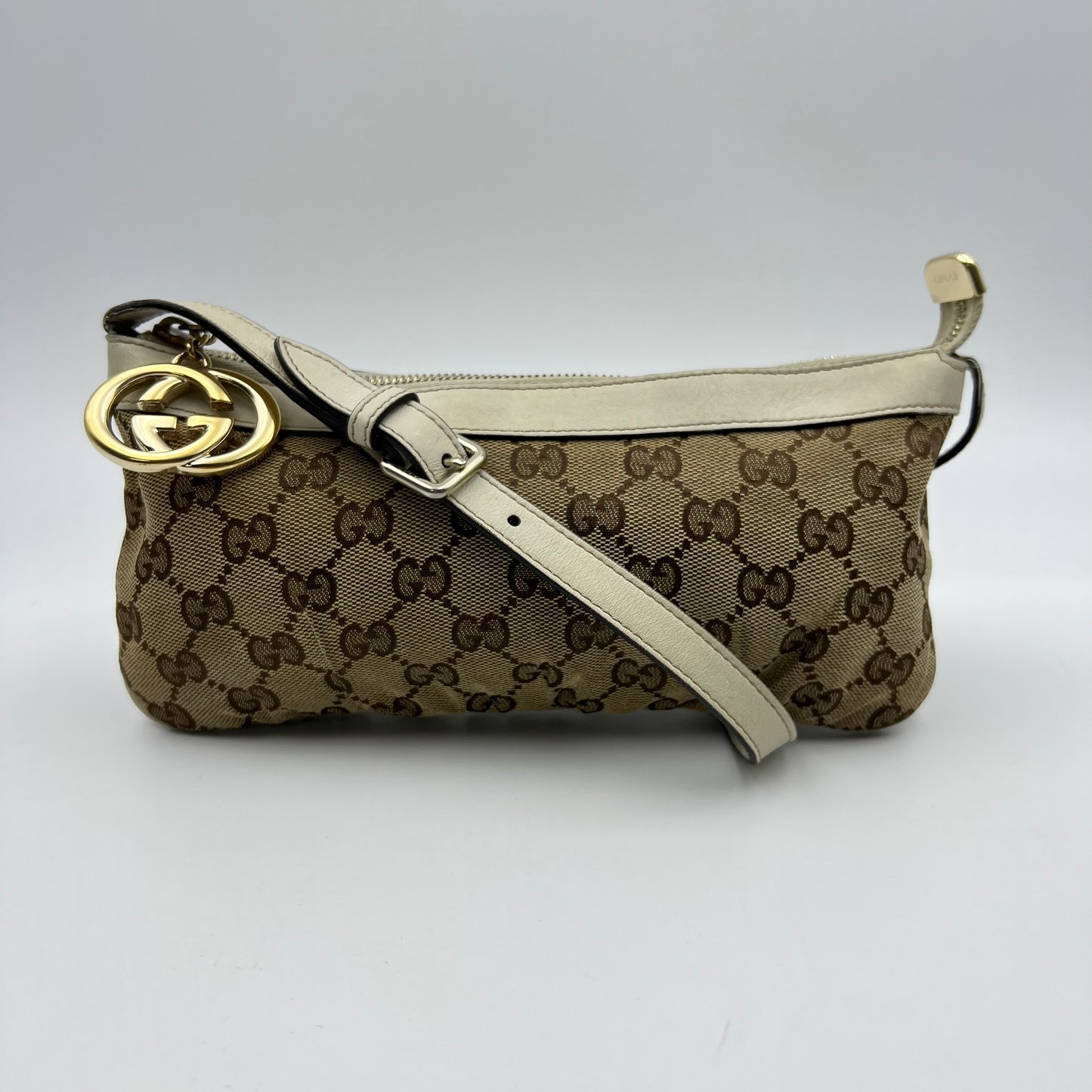 Beige/Ivory GG Canvas Interlocking G Pochette Bag