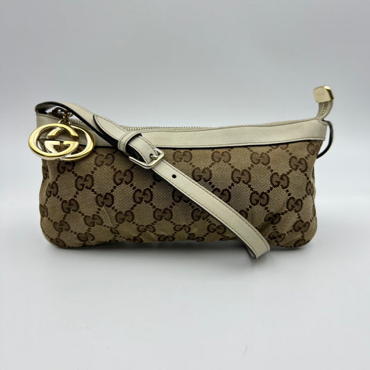 Beige/Ivory GG Canvas Interlocking G Pochette Bag