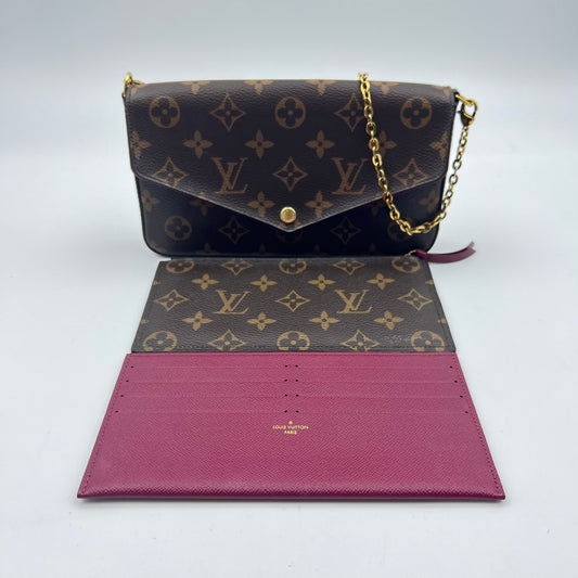Monogram Pochette Felicie Chain Wallet Fuchsia