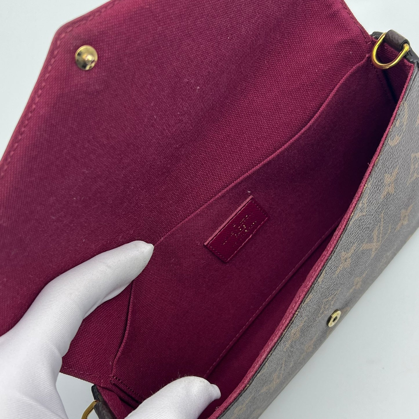Monogram Pochette Felicie Chain Wallet Fuchsia