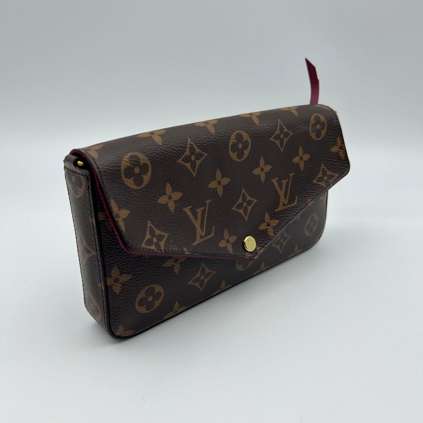 Monogram Pochette Felicie Chain Wallet Fuchsia