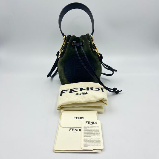 Green Small Suede Mon Tresor Bucket Bag