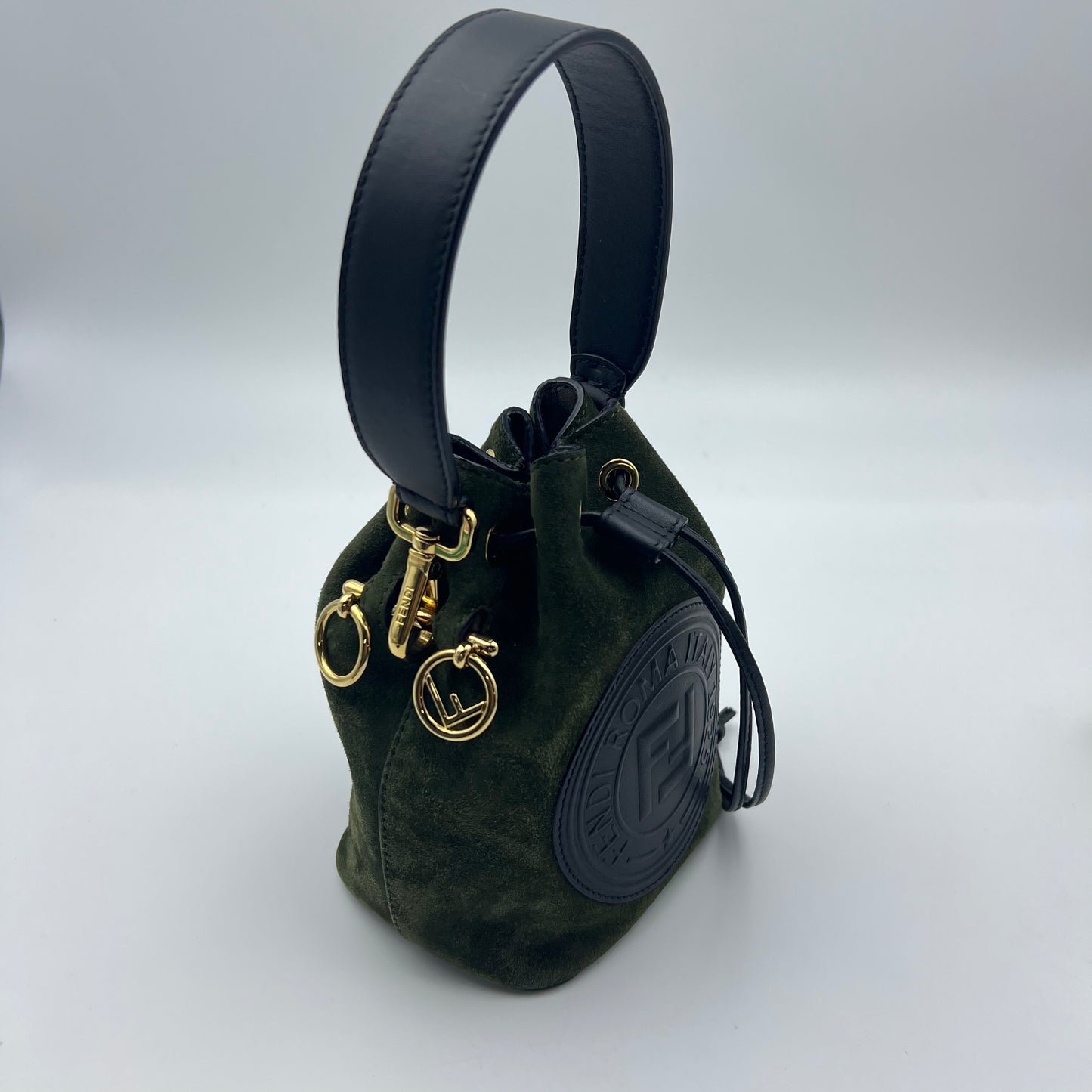 Green Small Suede Mon Tresor Bucket Bag