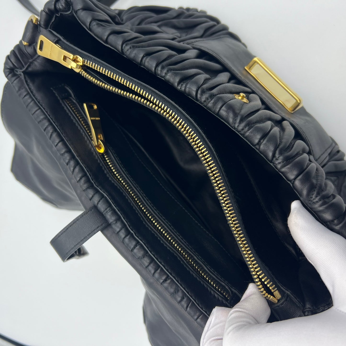 Leather Top Handle Bag Black