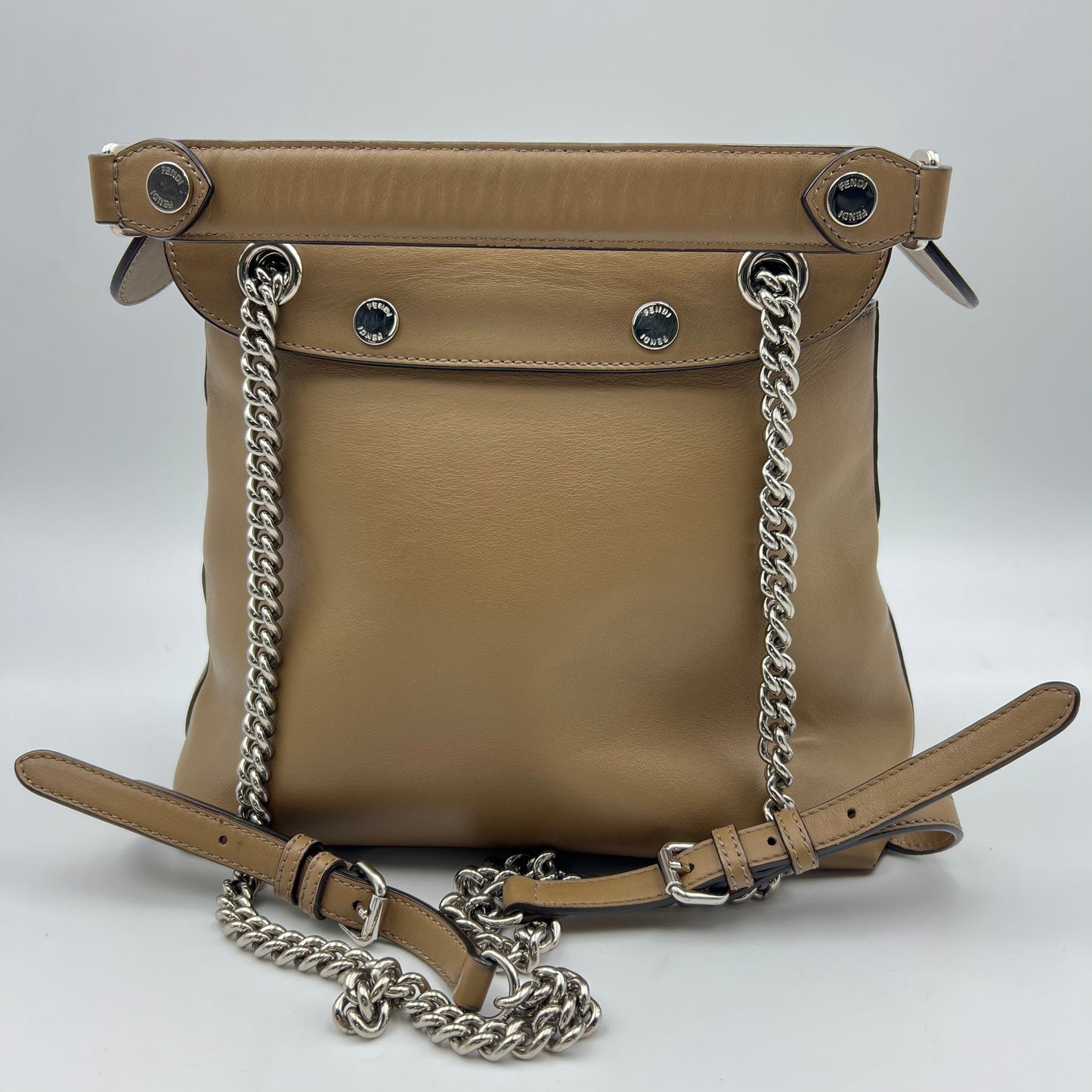 Back to school leather backpack Beige