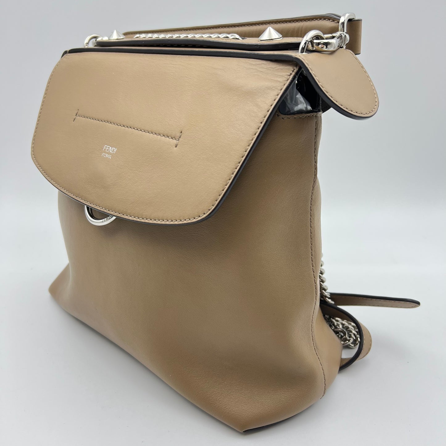 Back to school leather backpack Beige