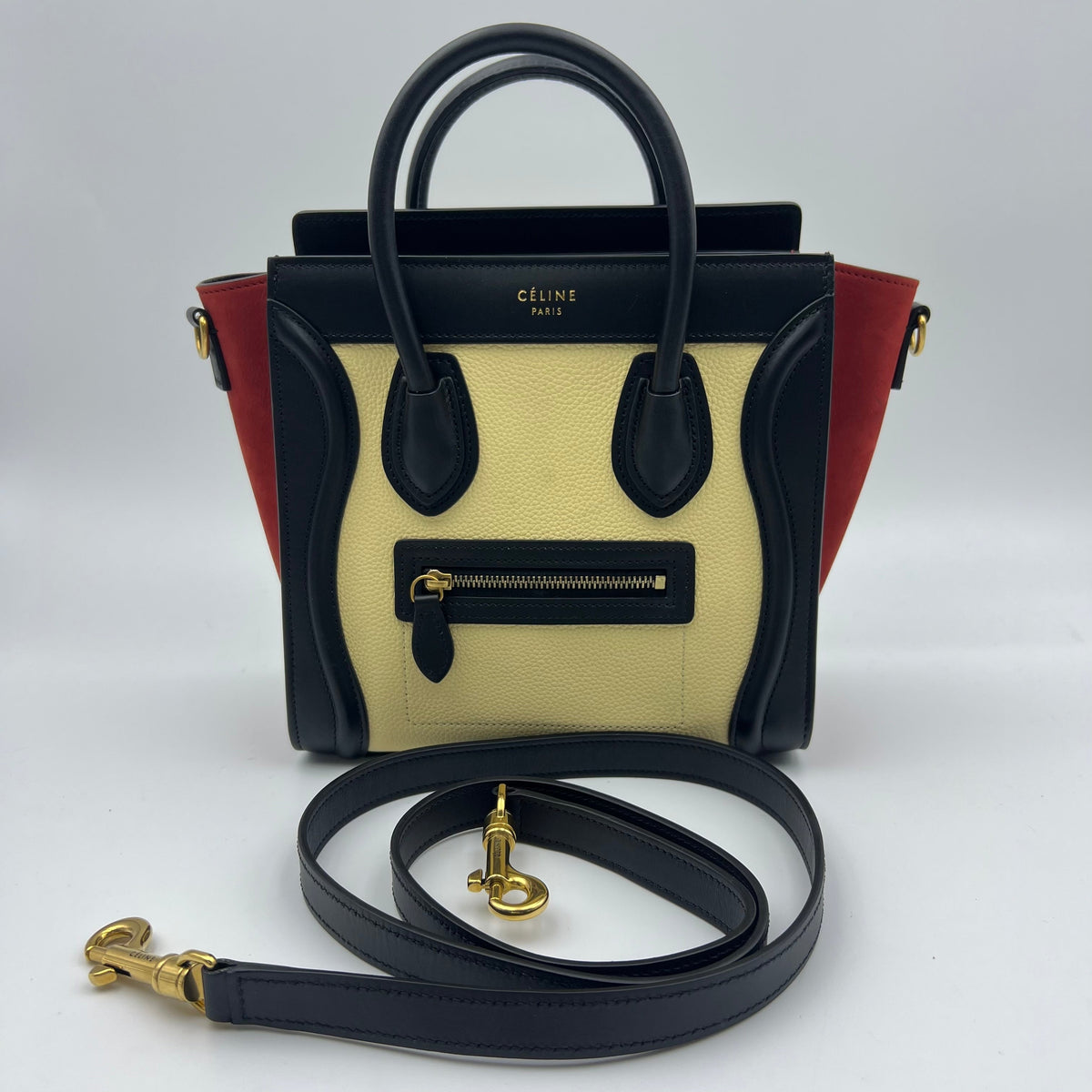 Celine Tri-Color Leather Nano Luggage