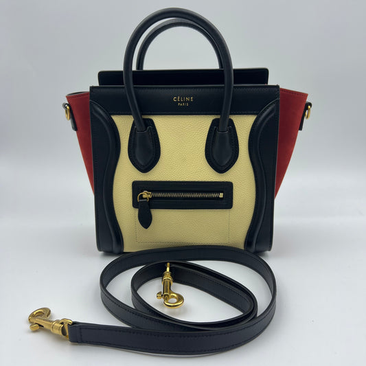 Tricolor Luggage Bag Leather Nano
