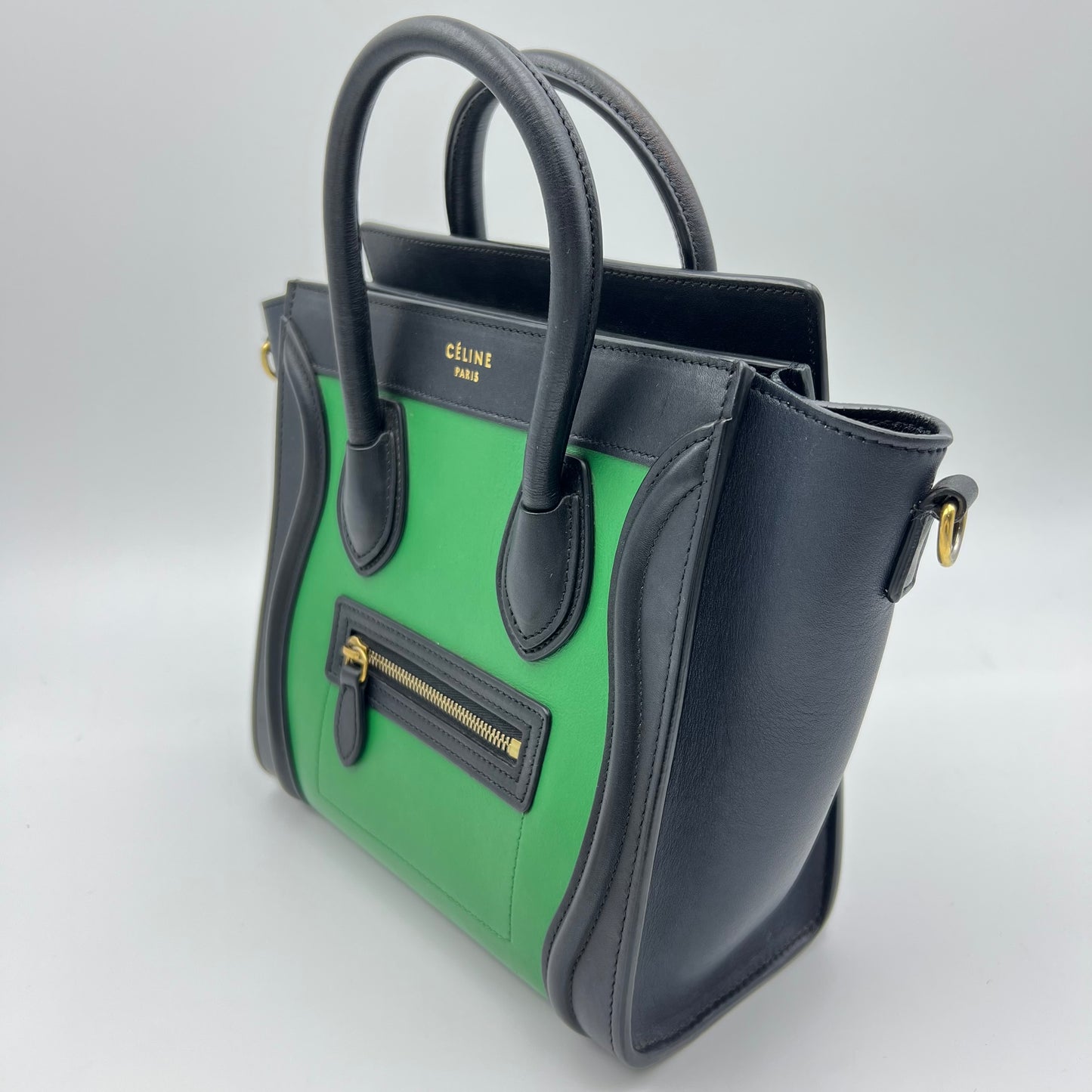 Bicolor Luggage Bag Leather Nano