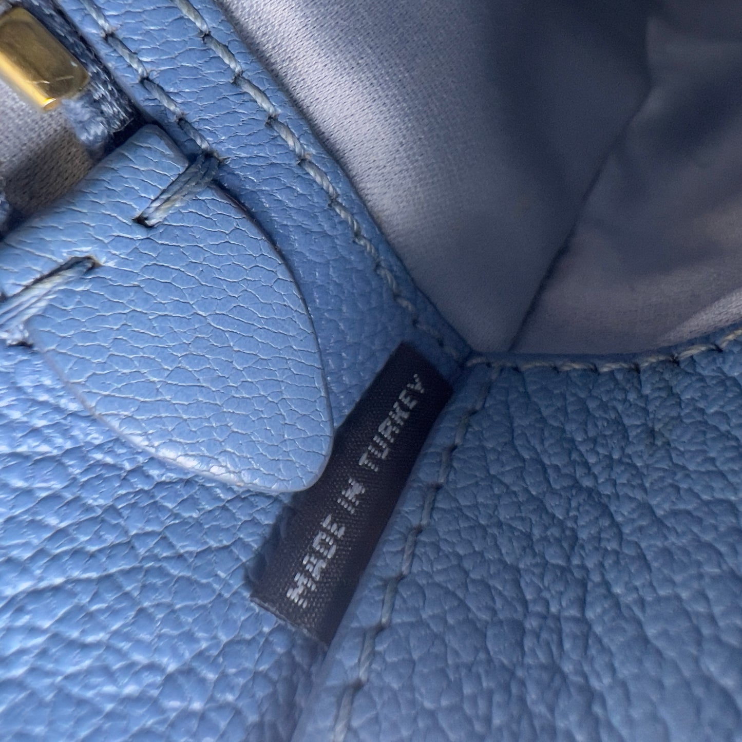 Two Tone Blue Leather Madras Crossbody Bag