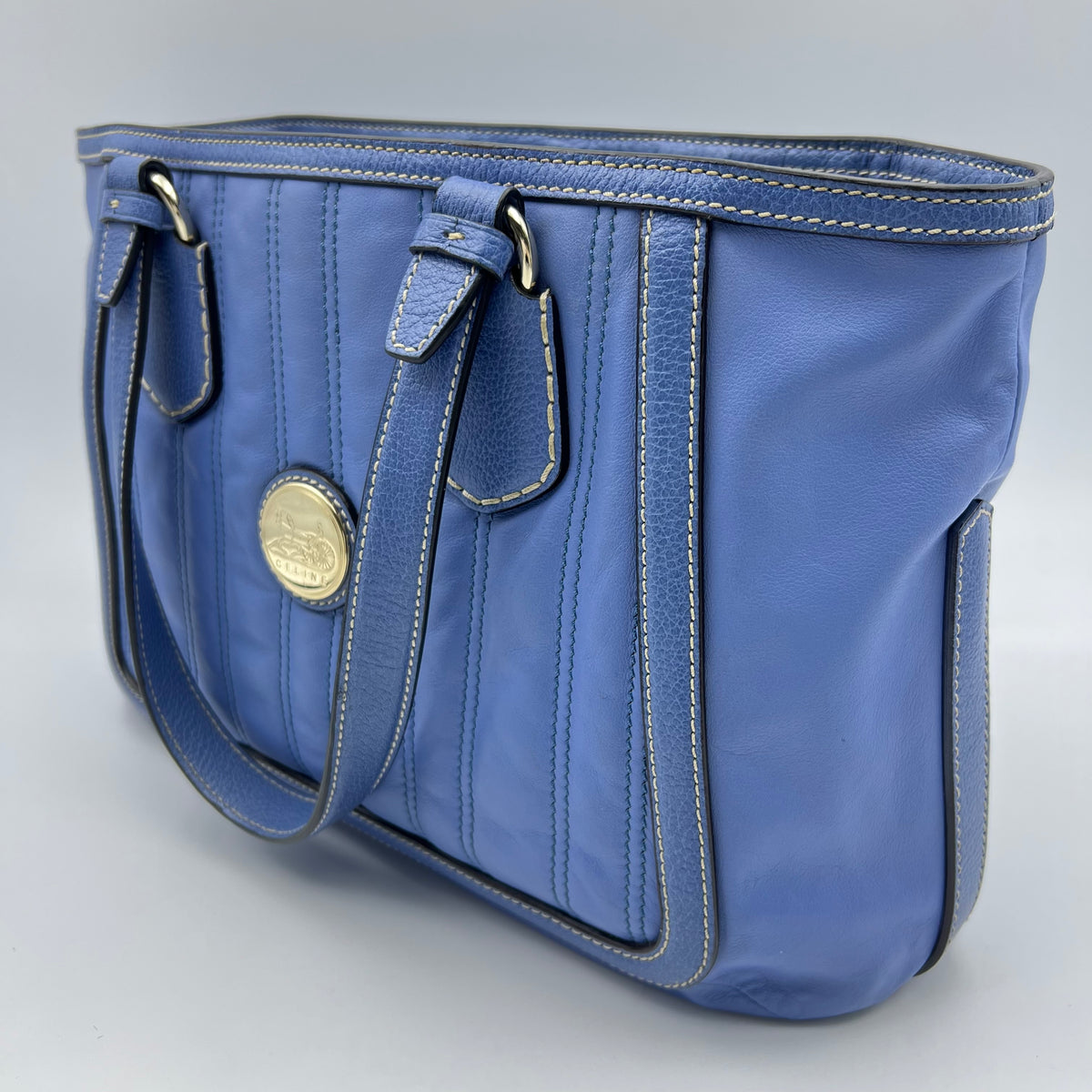 Versace Tote Bag Leather Blue Silver — view 7 of 9 Tote Bag Leather Blue Silver, view 7 of 9