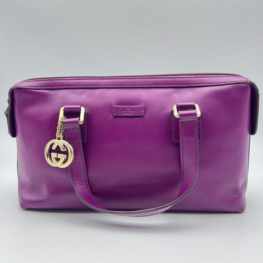 Boston leather handbag Violet Purple