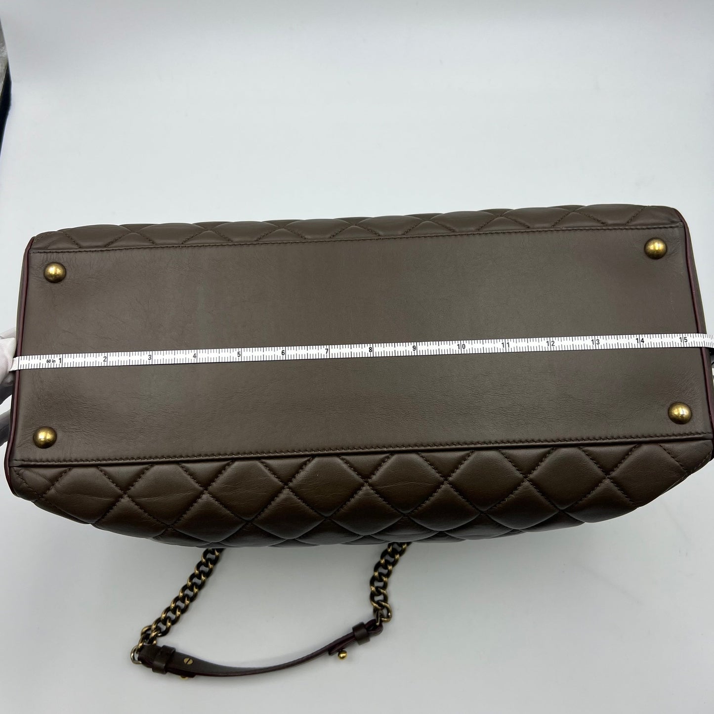 Chanel Mocha Quilted Leather CC Turnlock Tote