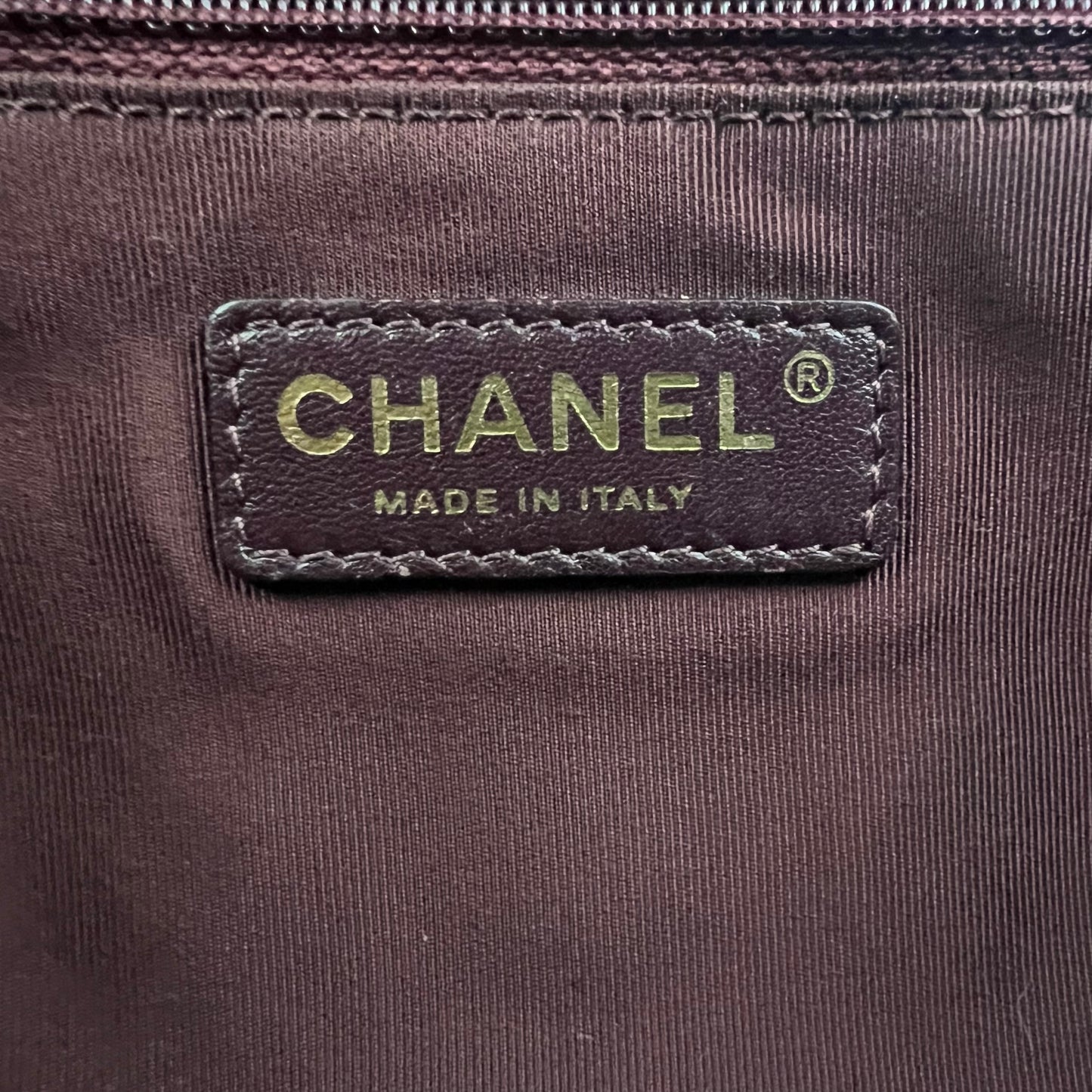 Chanel Iridescent Calfskin Quilted Happy Stitch Shopping Tote Black