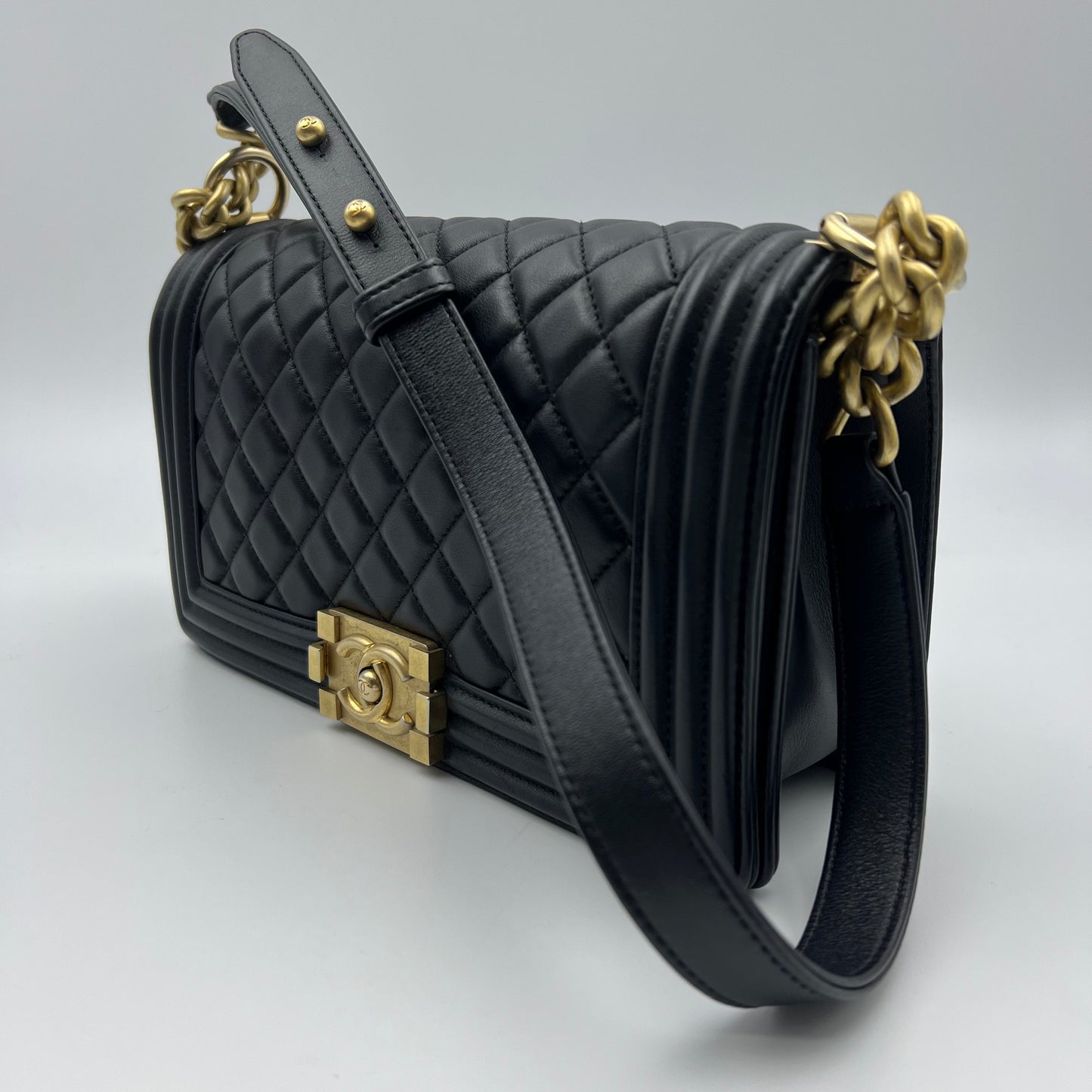 Chanel Lambskin Quilted Medium Boy Flap Black