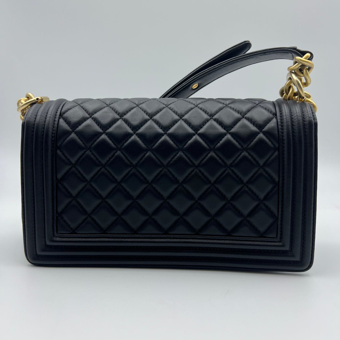 Lambskin Quilted New Medium Boy Flap Black
