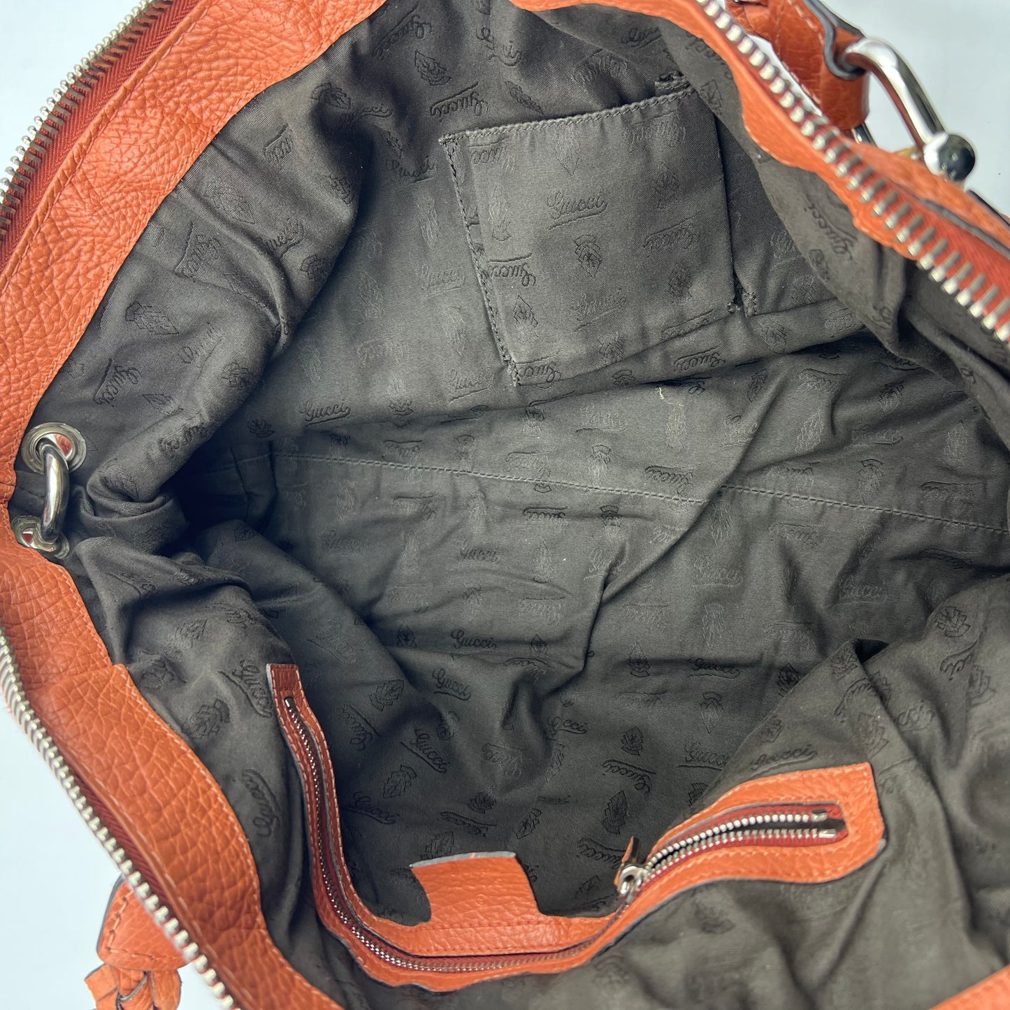 Orange Medium Leather Bamboo Bar Tote