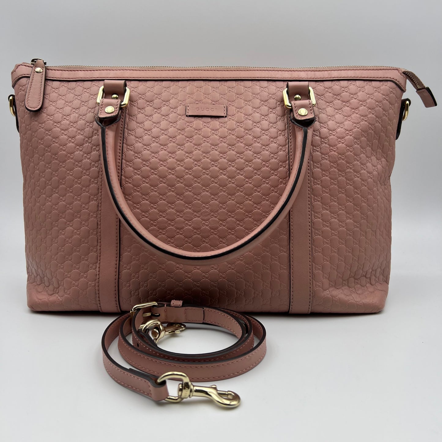 Guccissima Pink Leather Tote Bag With Strap 