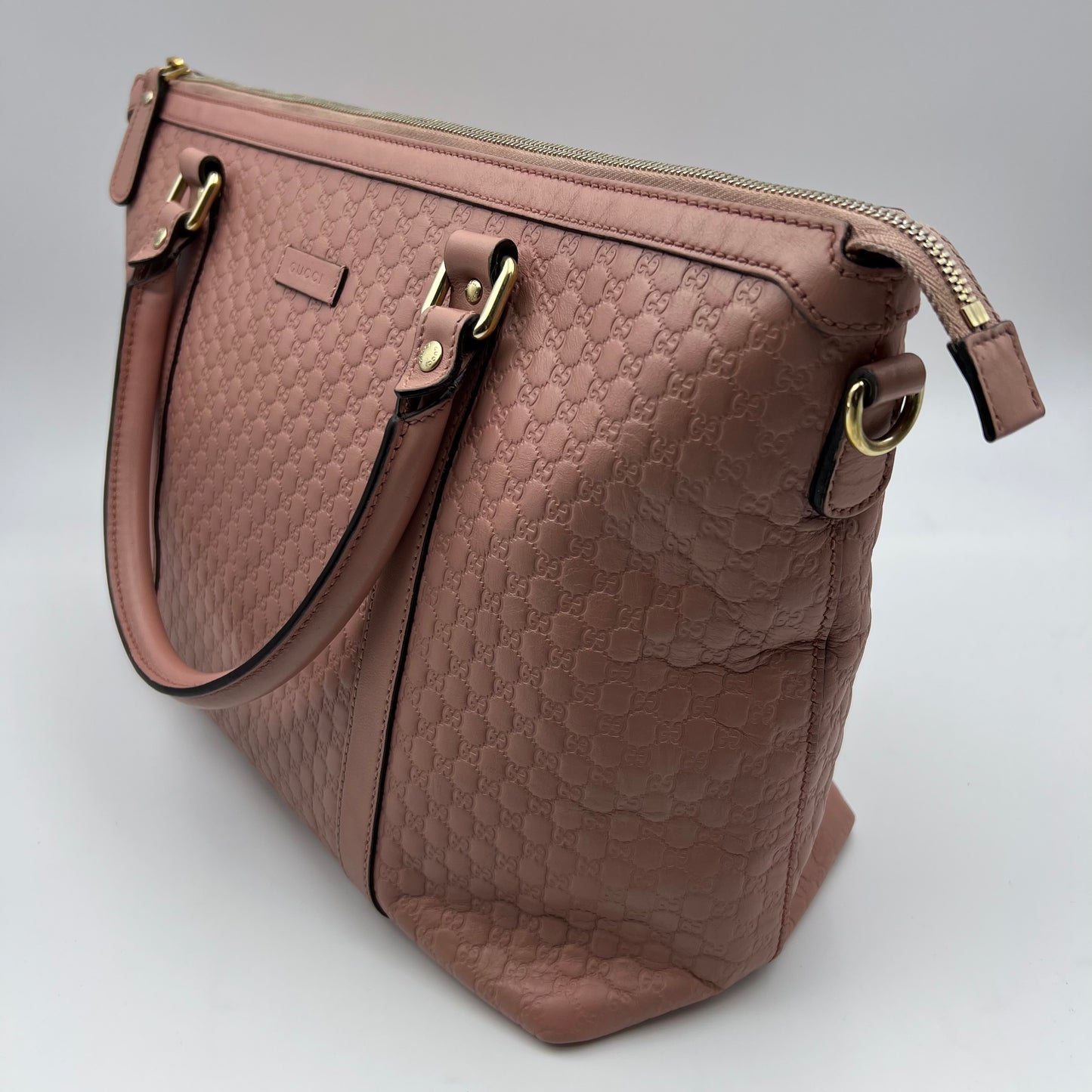Guccissima Pink Leather Tote Bag With Strap 