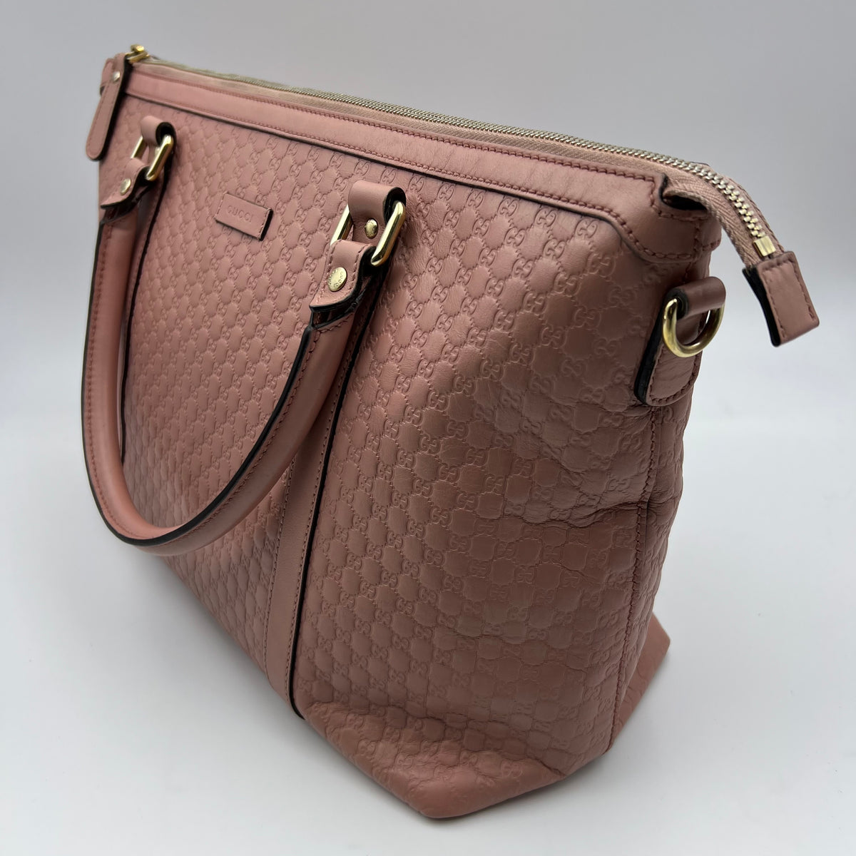 Gucci Guccissima Pink Leather Tote Bag With Strap — view 2 of 9 Guccissima Pink Leather Tote Bag With Strap , view 2 of 9