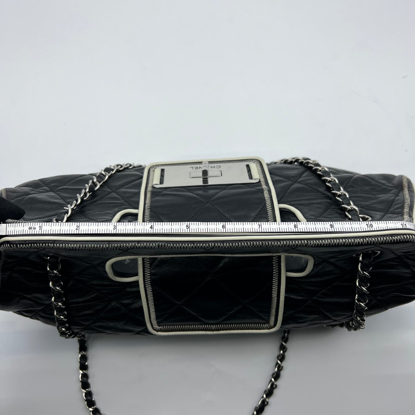 East West Mademoiselle Accordion Flap Bag Quilted Lambskin Medium Black