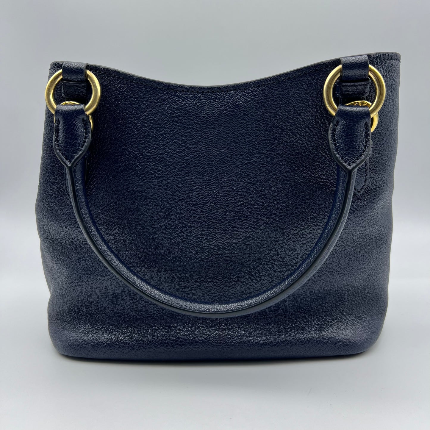 2Way Tote Bag Navy Blue Leather