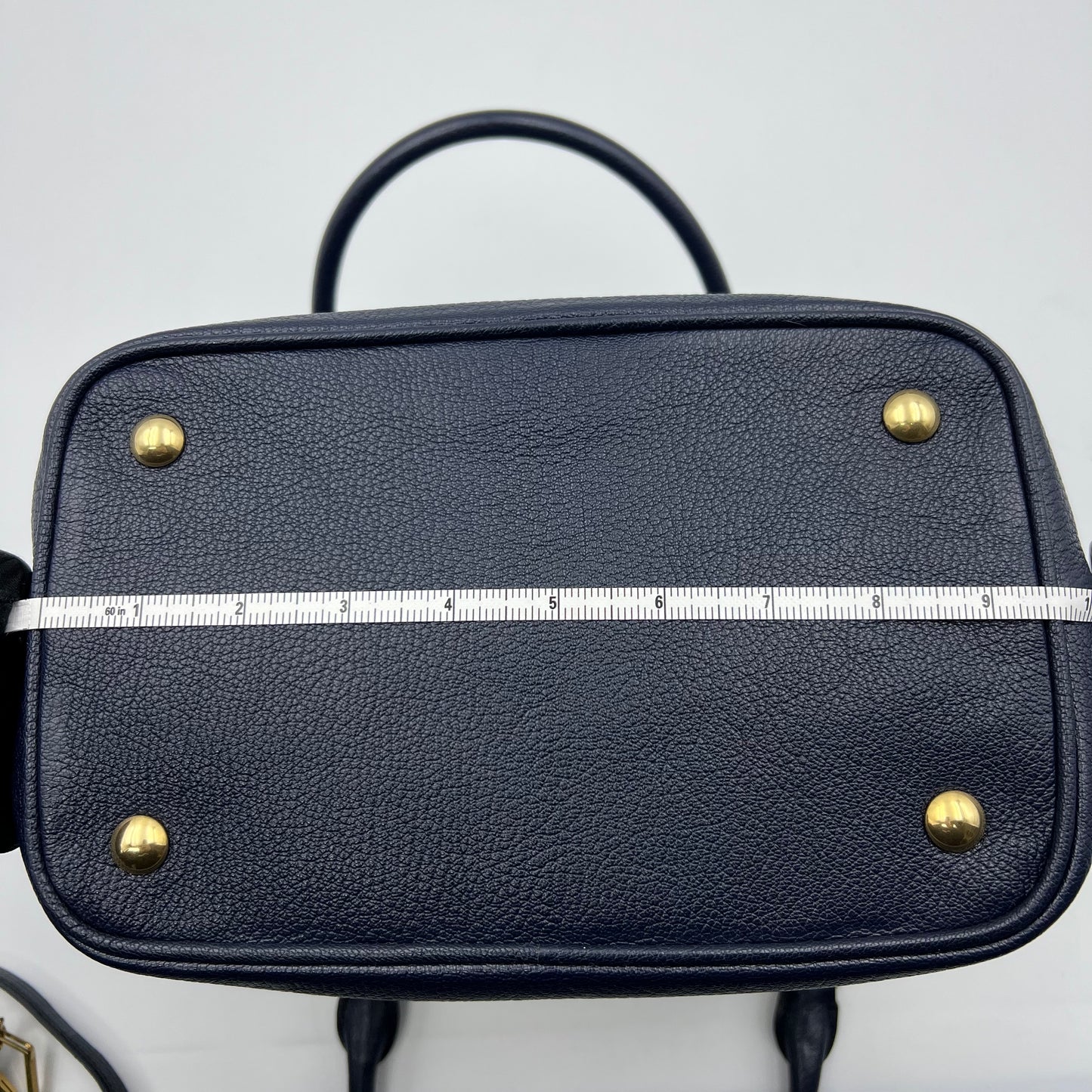 2Way Tote Bag Navy Blue Leather