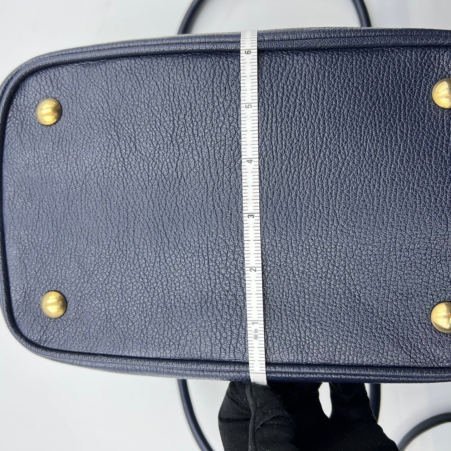 2Way Tote Bag Navy Blue Leather