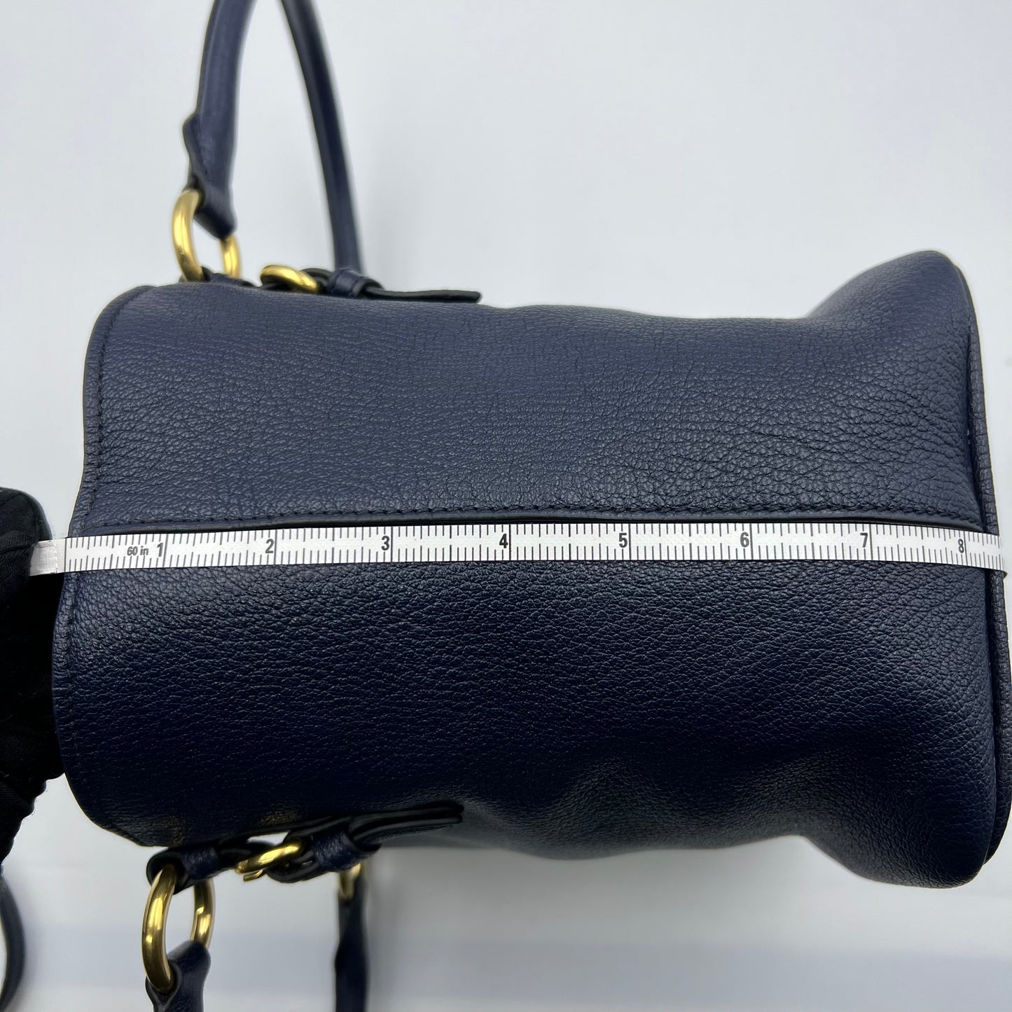 2Way Tote Bag Navy Blue Leather